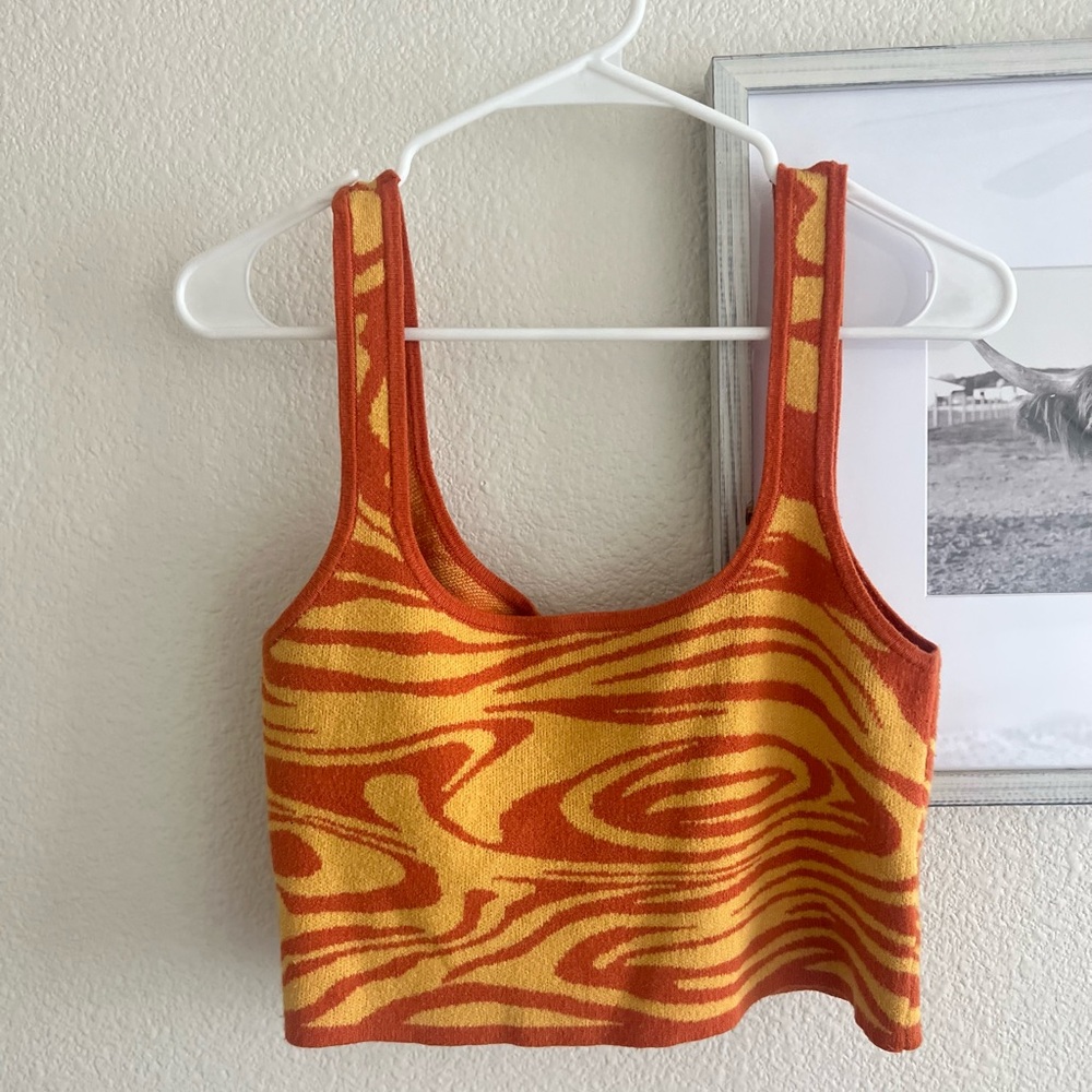 Stylish Orange and Yellow Women's Crop Top